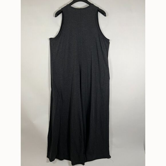 Natural Life Charcoal Gray Knit V-Neck Jumpsuit One Size Boho Loungewear Relaxed - Picture 2 of 6